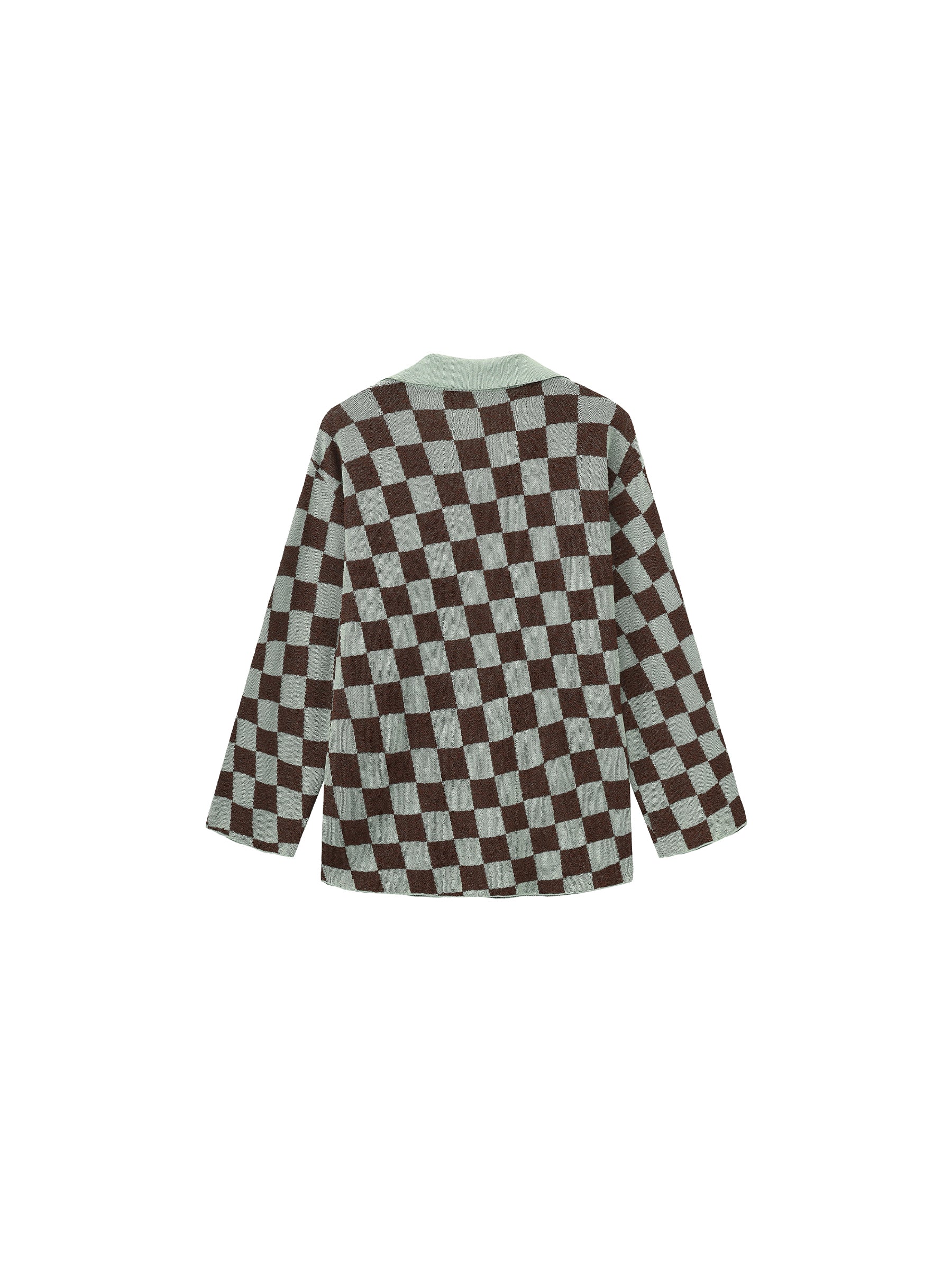 Checkerboard Contrast Knit Top-12