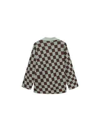 Checkerboard Contrast Knit Top