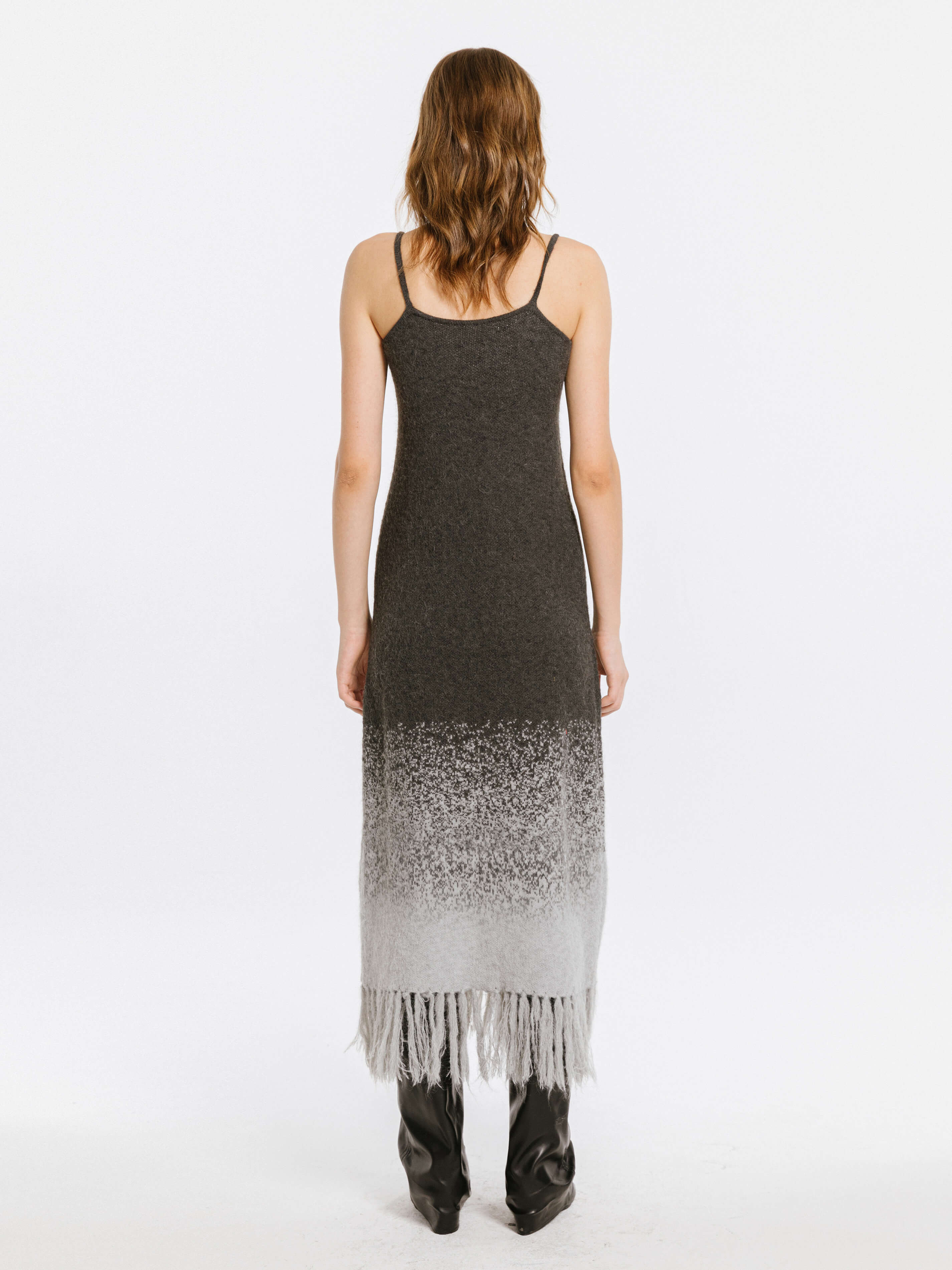 Gradient Knitted Maxi Dress with Wool Blend-12