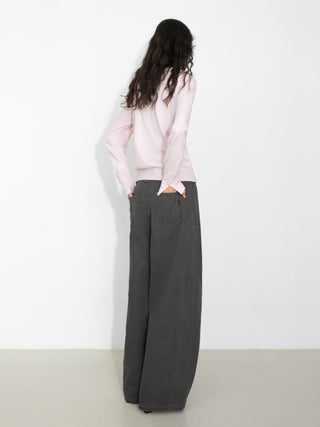 Wide Belted Tapered-Leg Denim Trousers