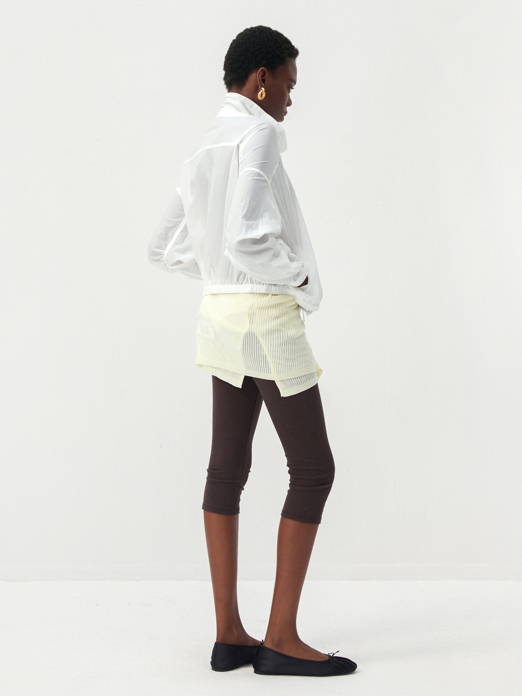 CUBIC Nylon Drawstring Collar Sheer Windbreaker Jacket-12