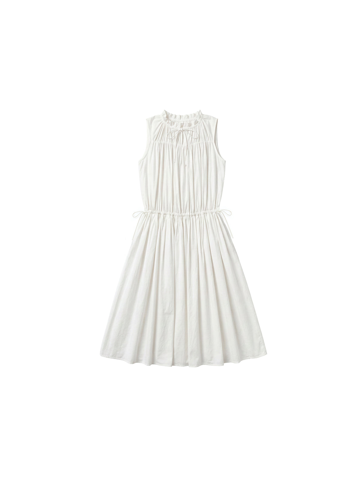 CUBIC 100% Cotton Sleeveless Gathered Maxi Dress-12