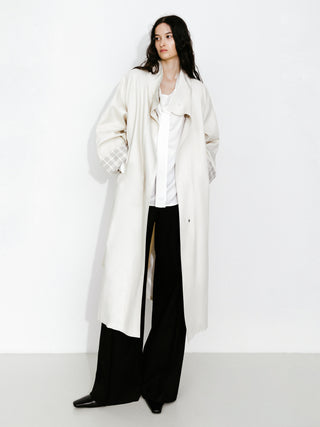 Funnel Neck Colorblock Cuff Trench Coat