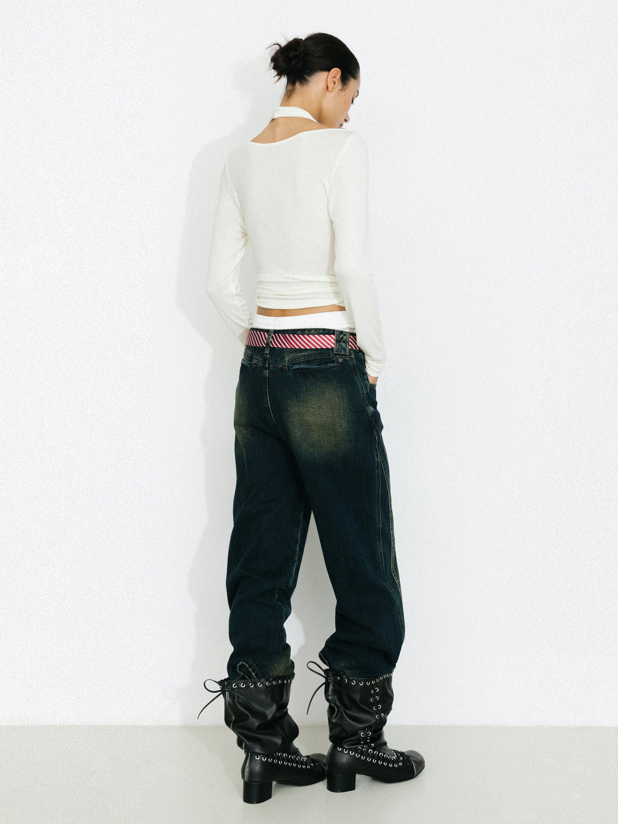 Halter V-Neck Long-Sleeve T-Shirt-12