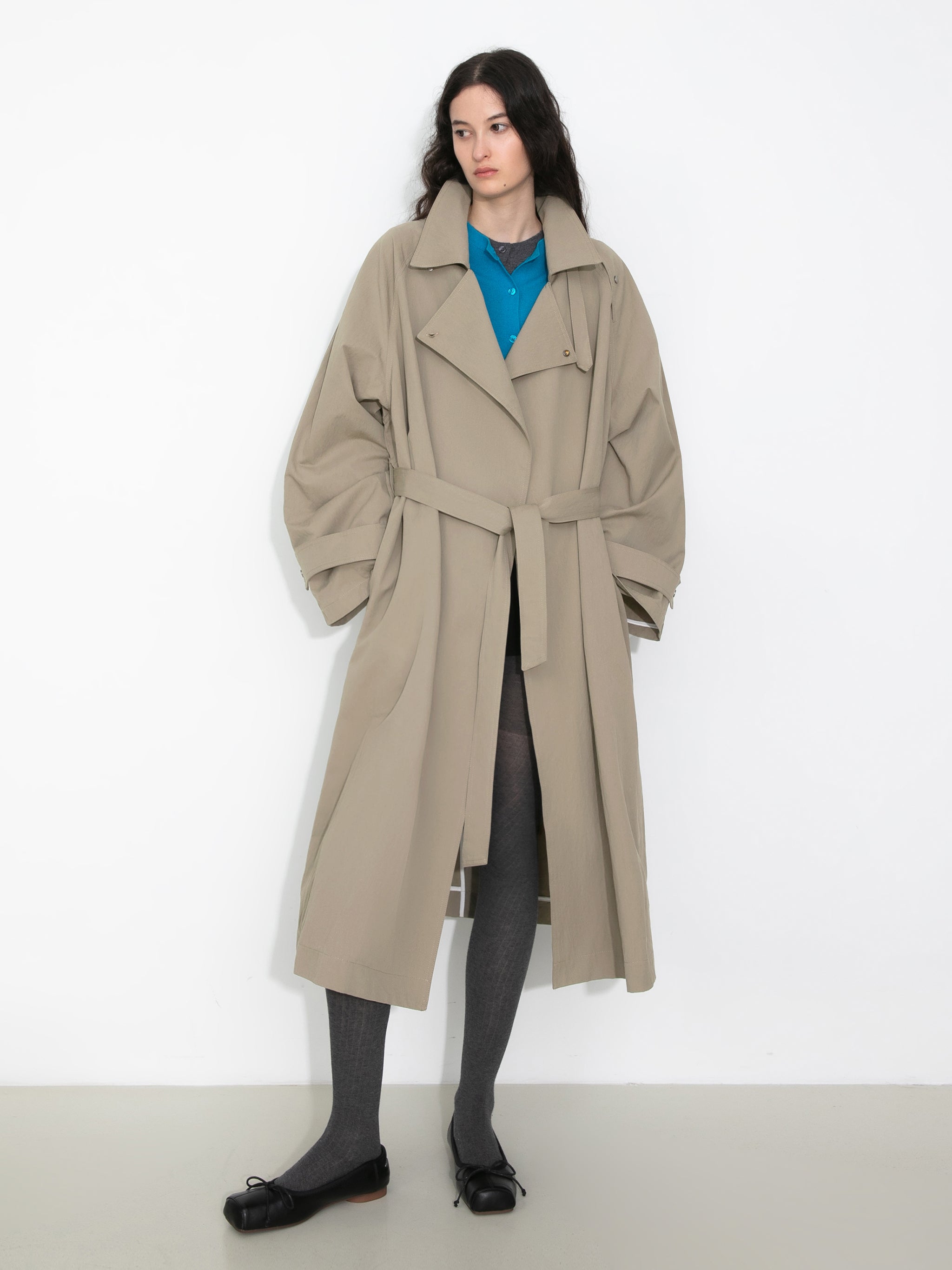 Oversized Large Lapel Long Trench Coat-12