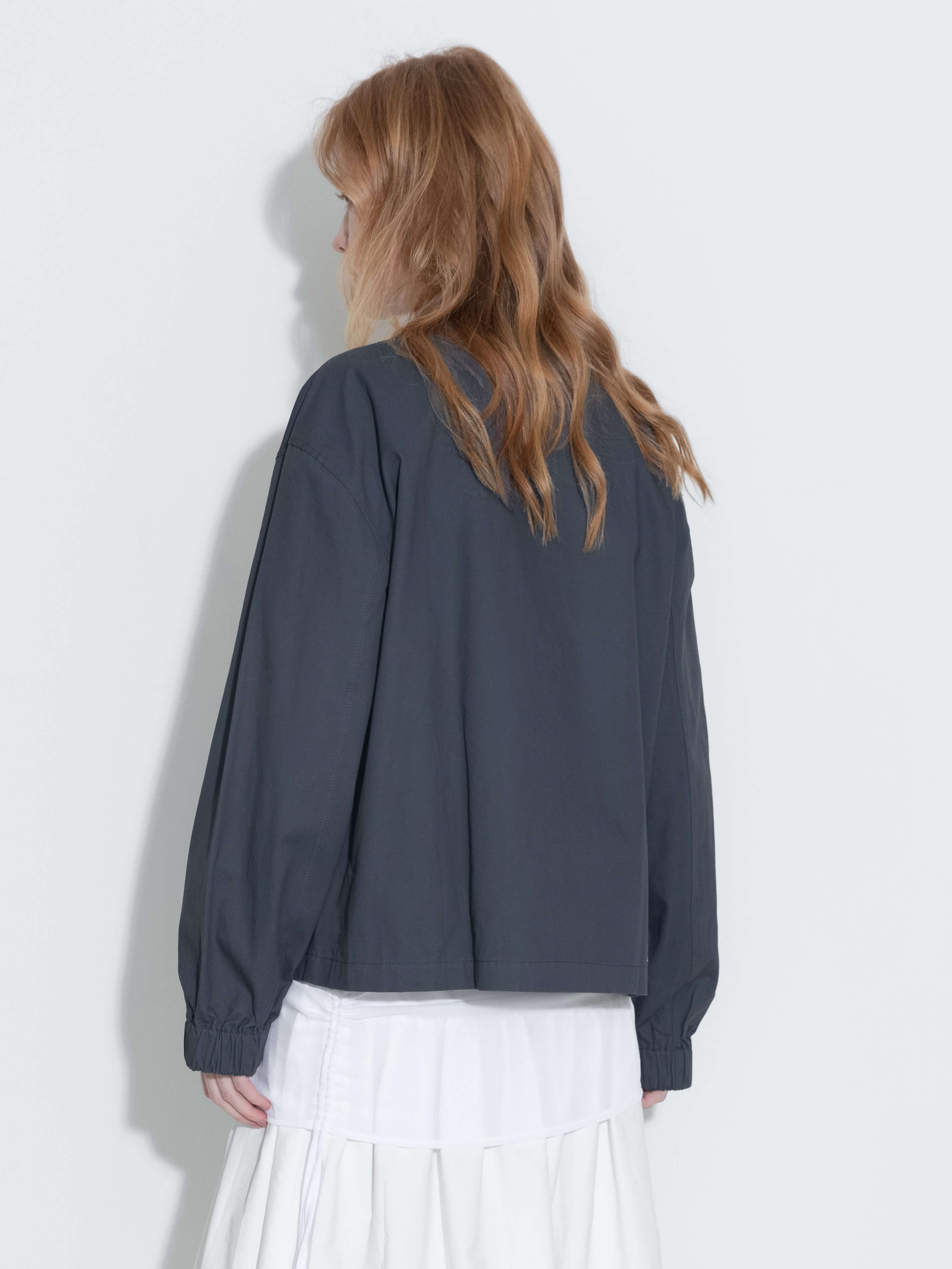 Cotton Ruffles Zipper Jacket with Elastic Cuffs-7