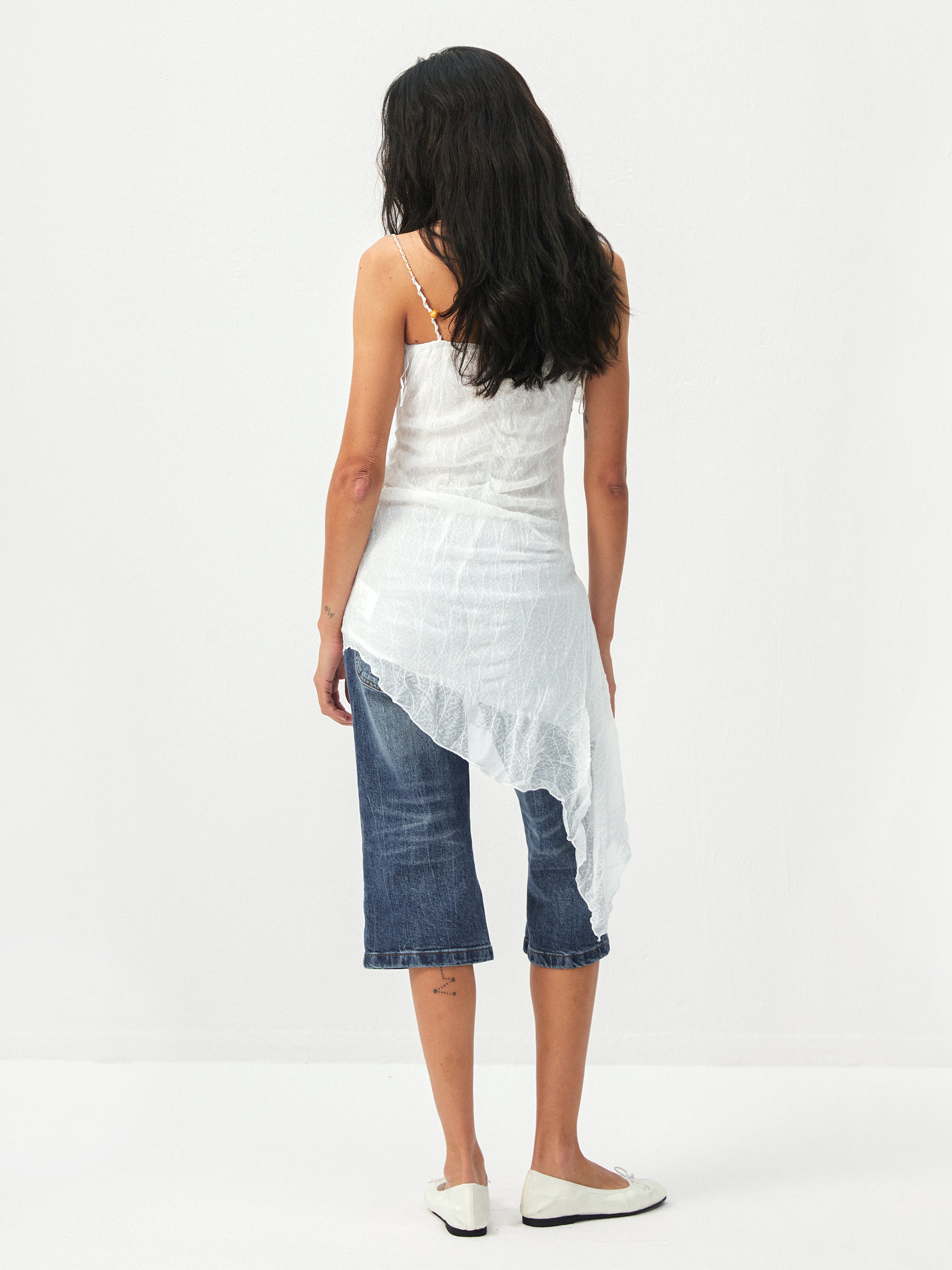 CUBIC Textured Ruffle Neck Lace Strap Camisole-12