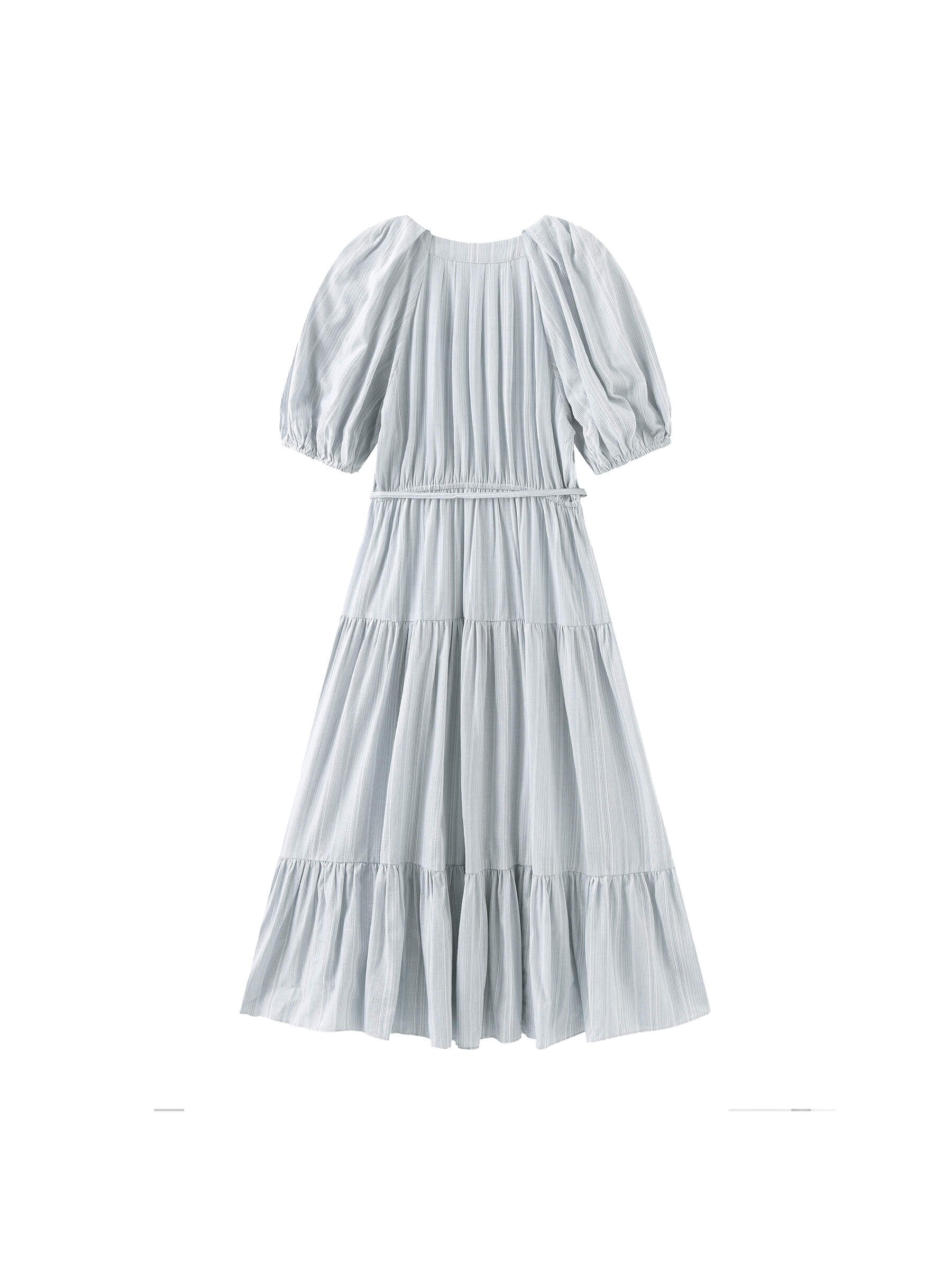Puff Sleeve V-Neck Tiered Dress-6