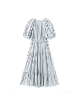 Puff Sleeve V-Neck Tiered Dress