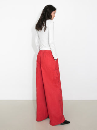 Relaxed Draped Straight-Leg Utility Pants