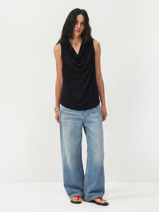 CUBIC Acetate Solid Cowl Neck Sleeveless Top