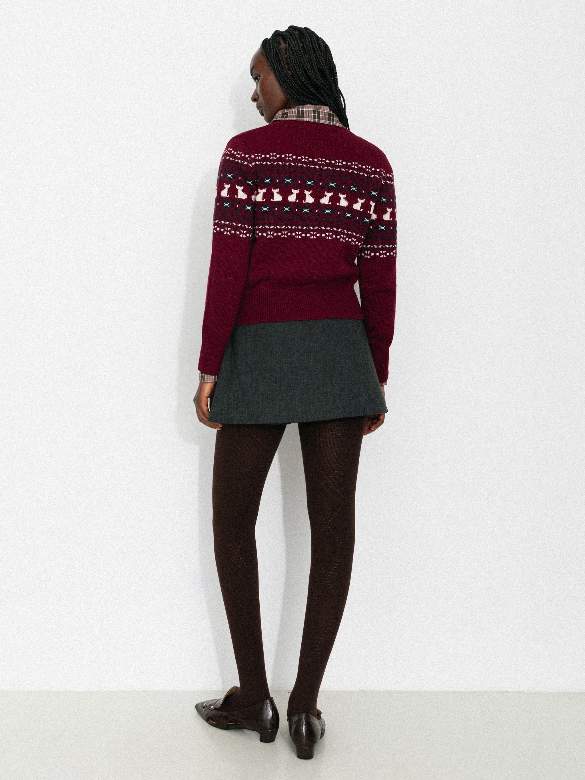 CUBIC Cat Print Fair Isle Wool-Blend Cardigan-6
