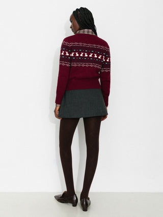 CUBIC Cat Print Fair Isle Wool-Blend Cardigan