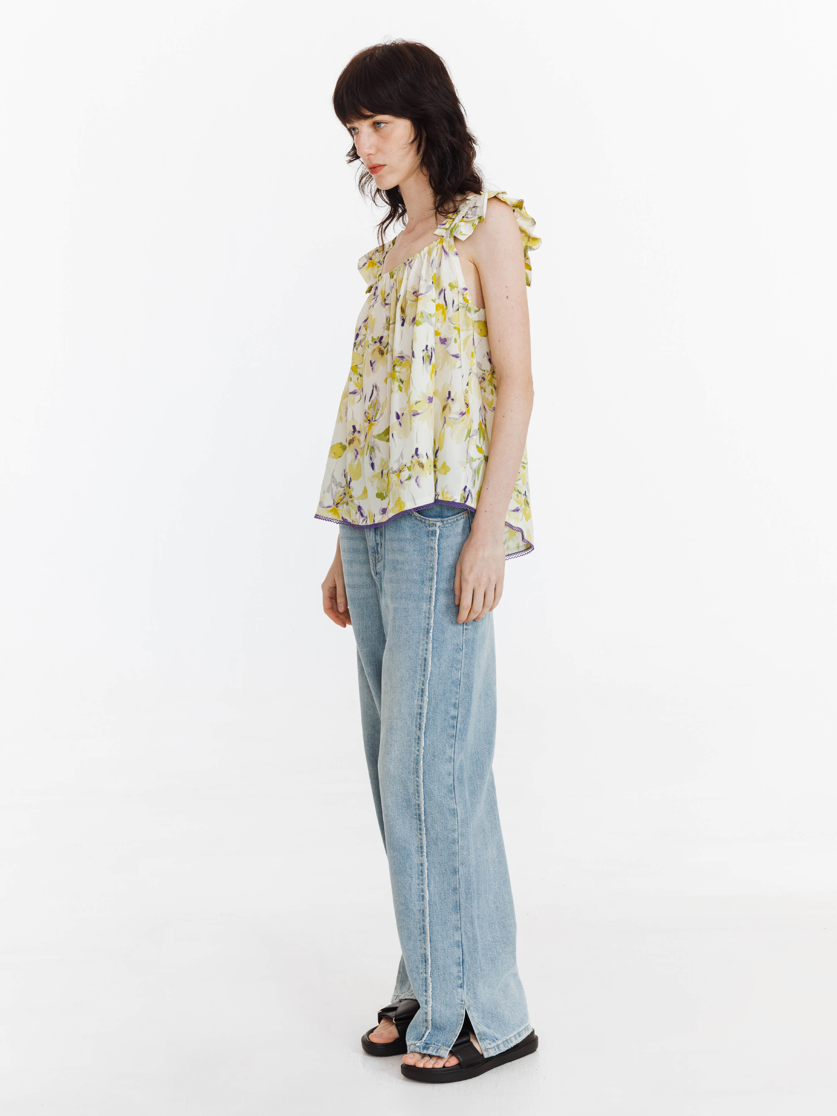 Fray Panelled Wide Leg Jeans-13