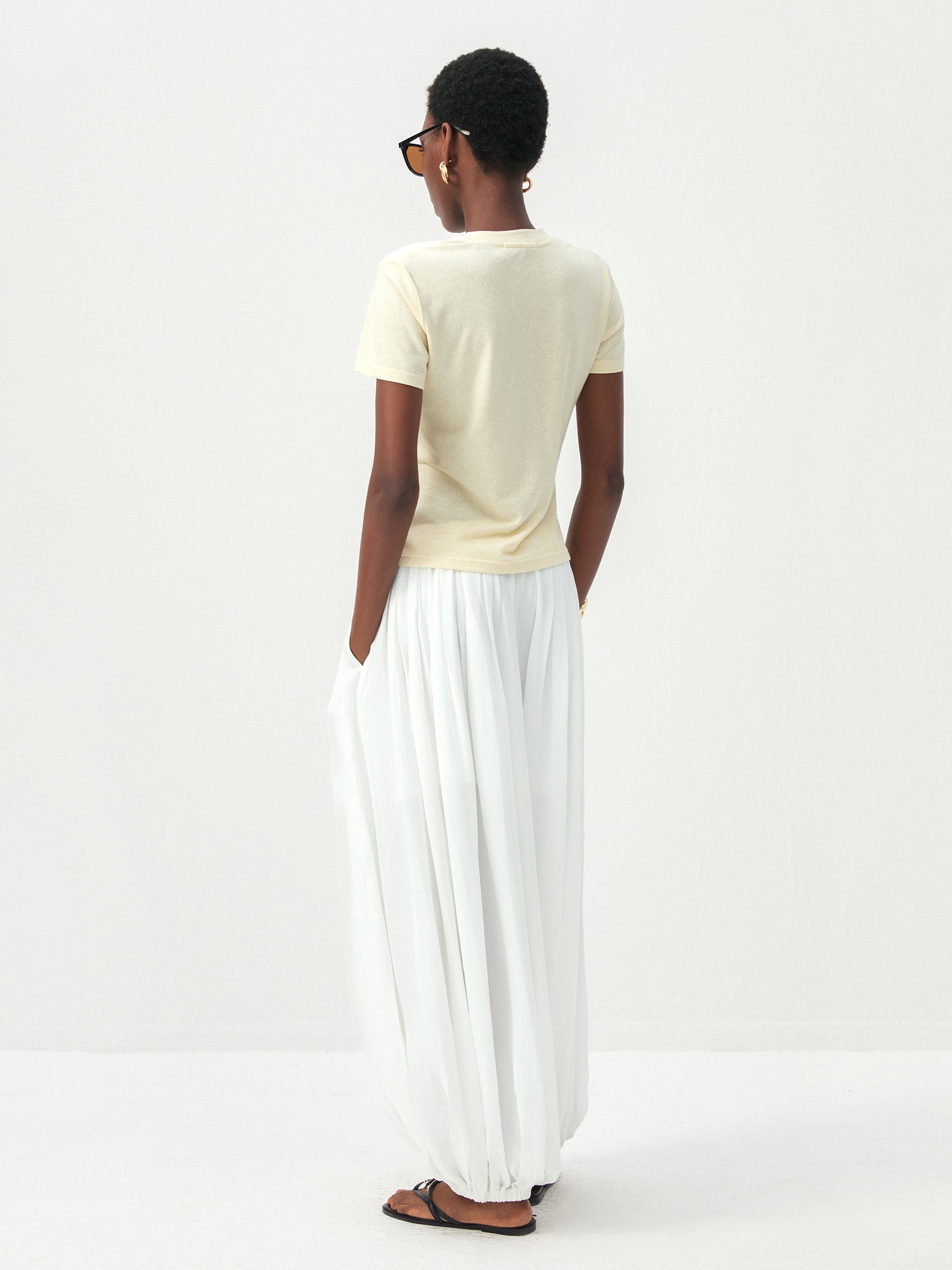 CUBIC Lyocell-Linen Blend Henley Neck Top-12
