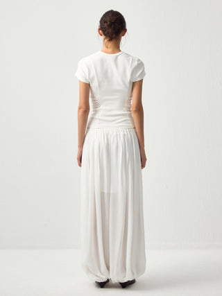 Pleated Balloon-Leg Elastic-Waist Trousers