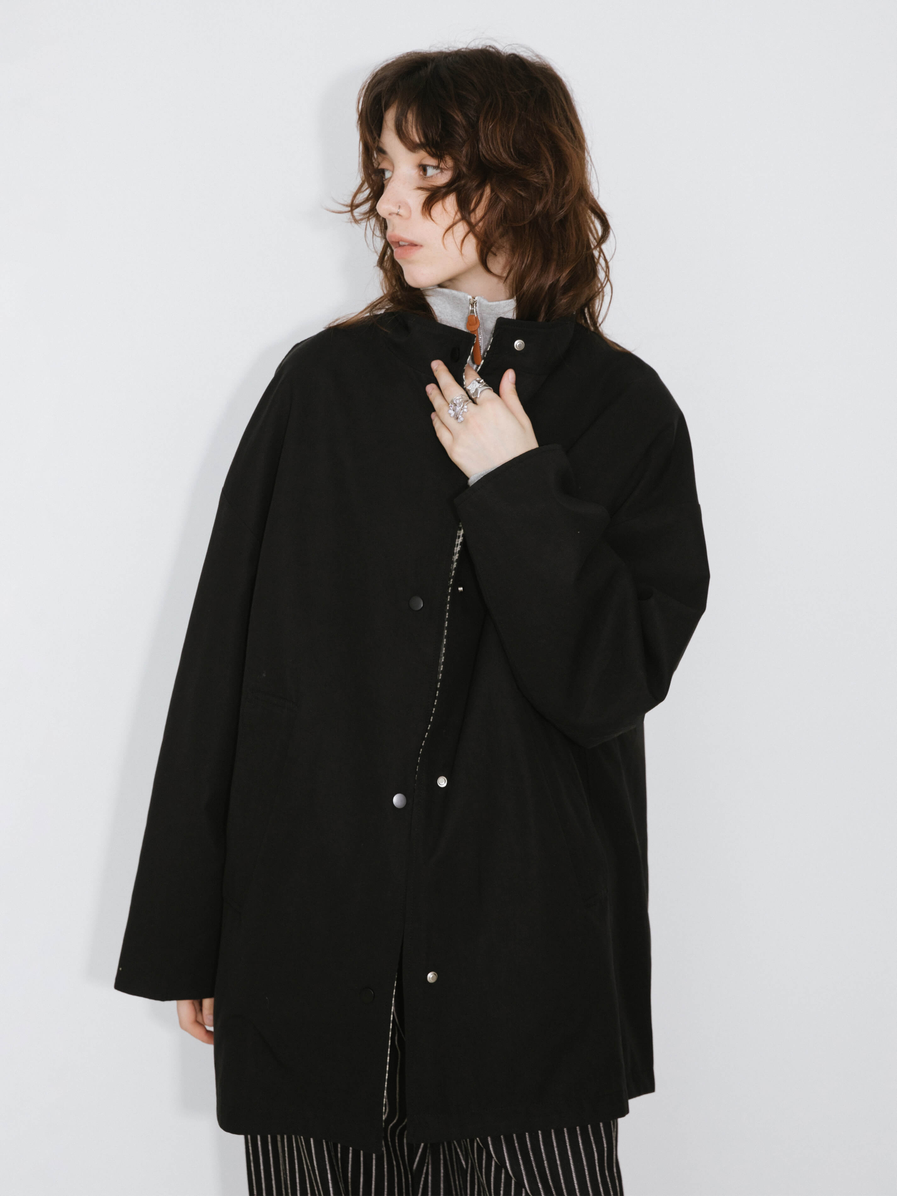Funnel Neck Reversible Trench Coat-12