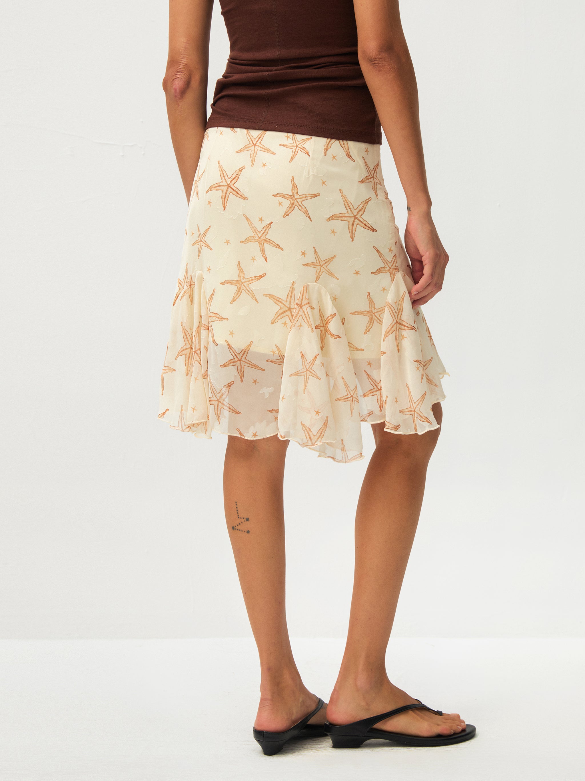 CUBIC Starfish Print Flare Midi Skirt-12