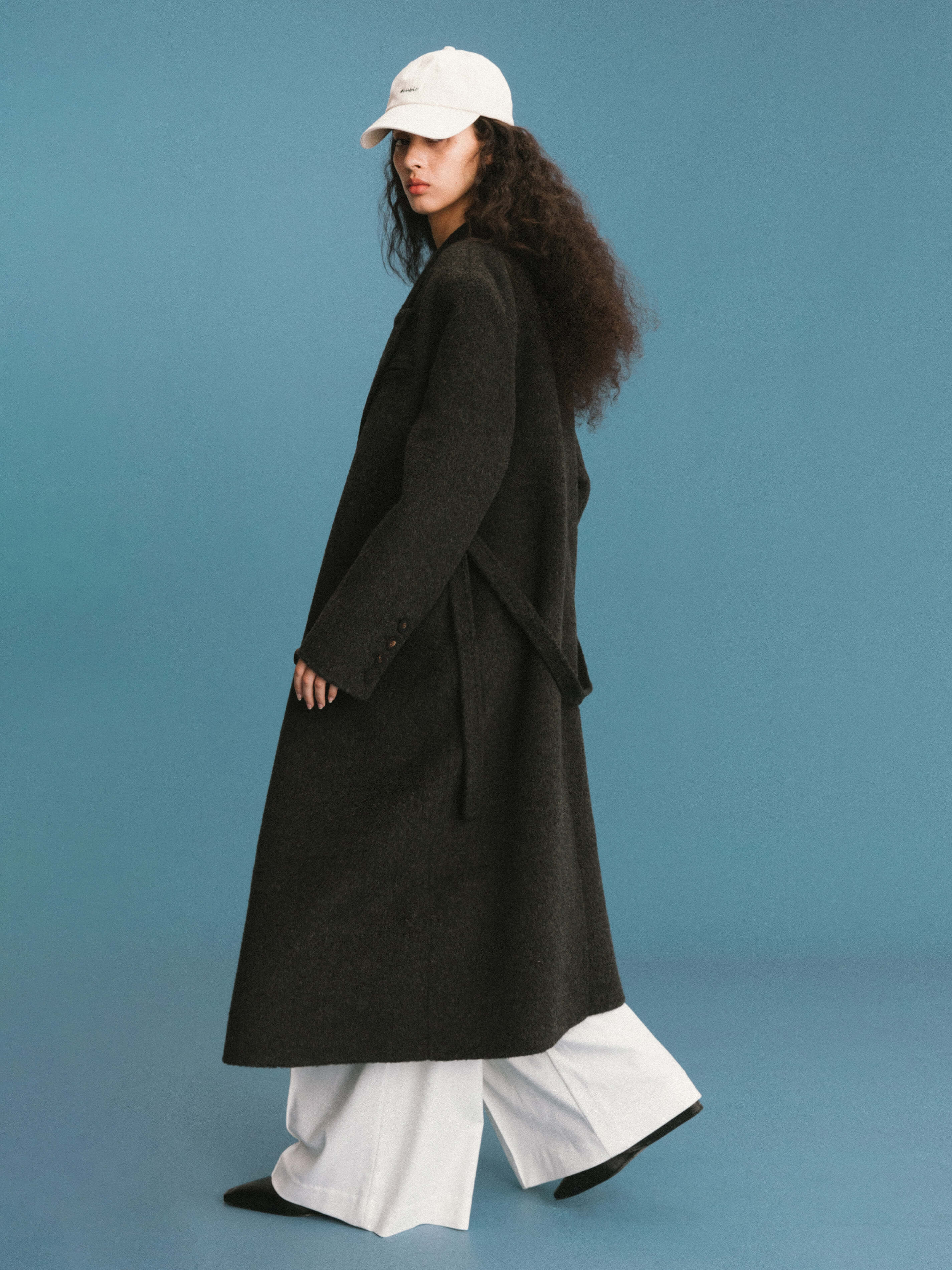 ONE BY CUBIC Straight Wool Blend Long Coat-14