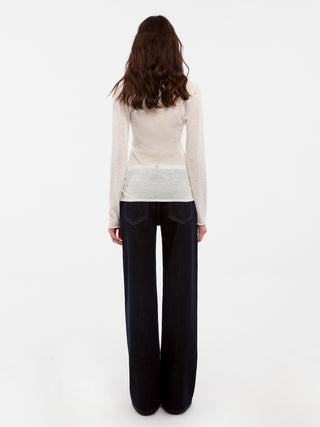 CUBIC Tencel Linen Blend V-Neck Knit Sweater