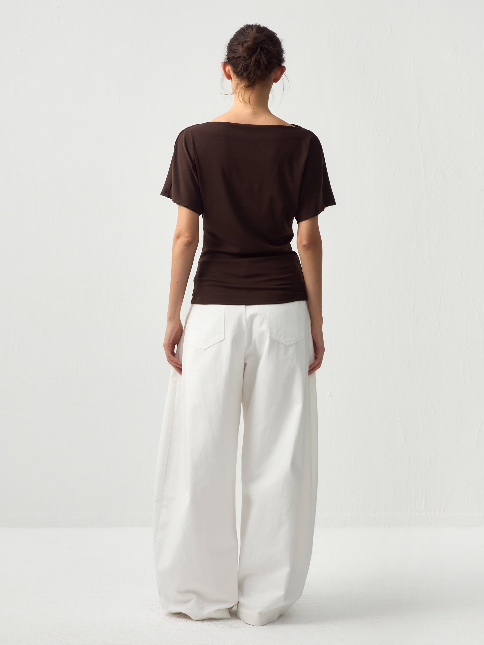 CUBIC Lyocell Blend Off-Shoulder Fitted Top-11