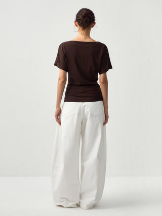 CUBIC Lyocell Blend Off-Shoulder Fitted Top