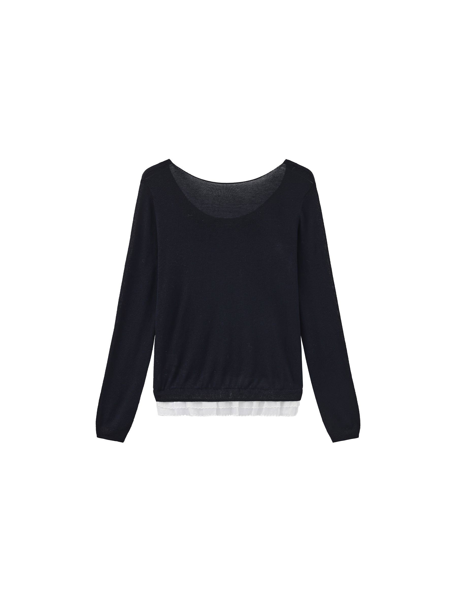 CUBIC Lace Trim Cropped Knit Top-12