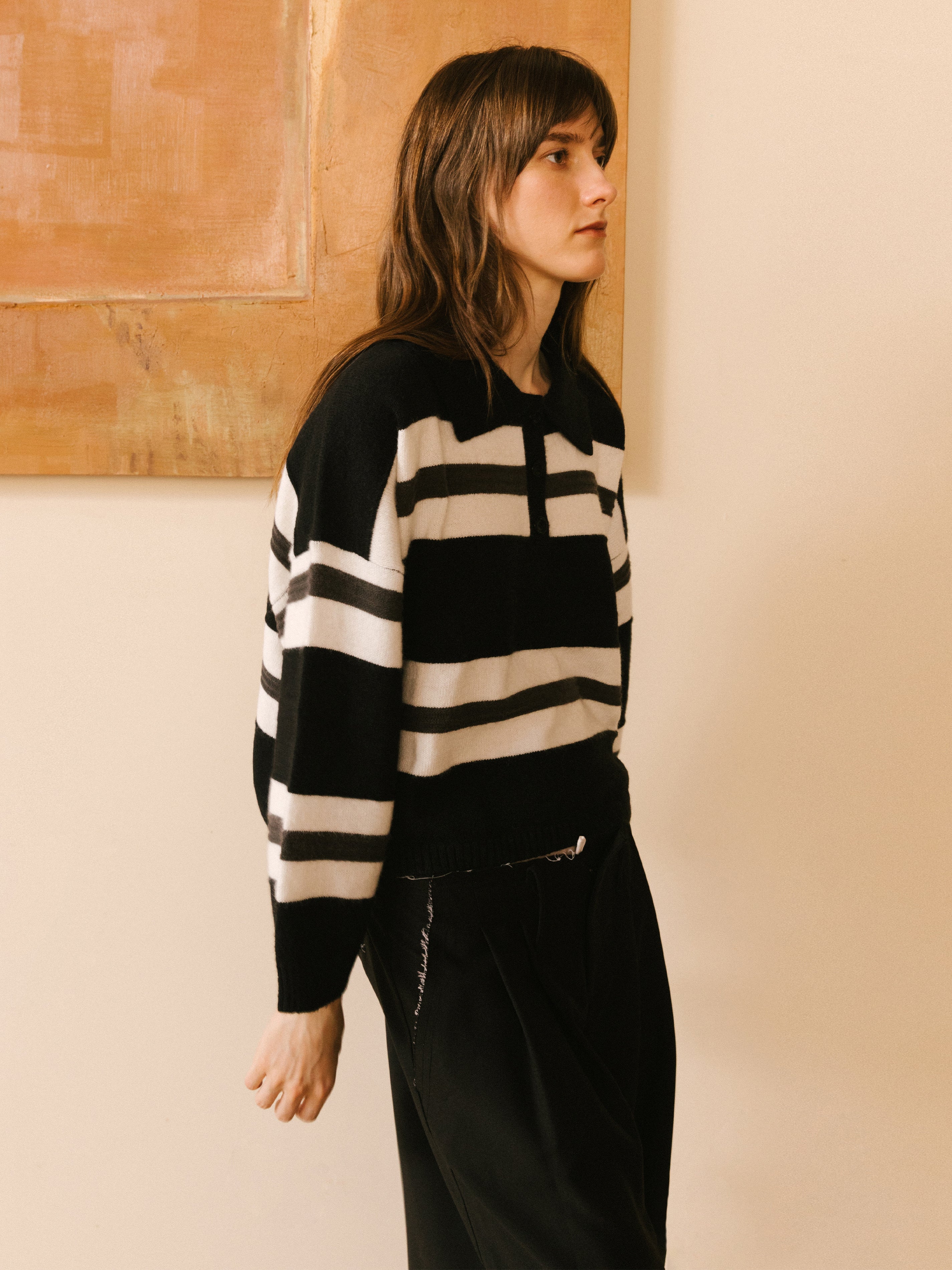 Oversized Contrast Striped Sweater-13