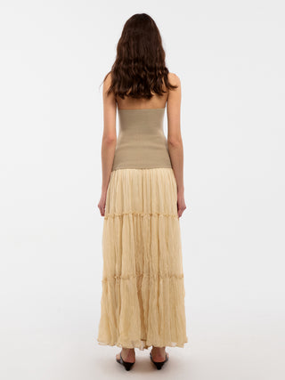 CUBIC Pleated and Gathered Design Tulle Skirt