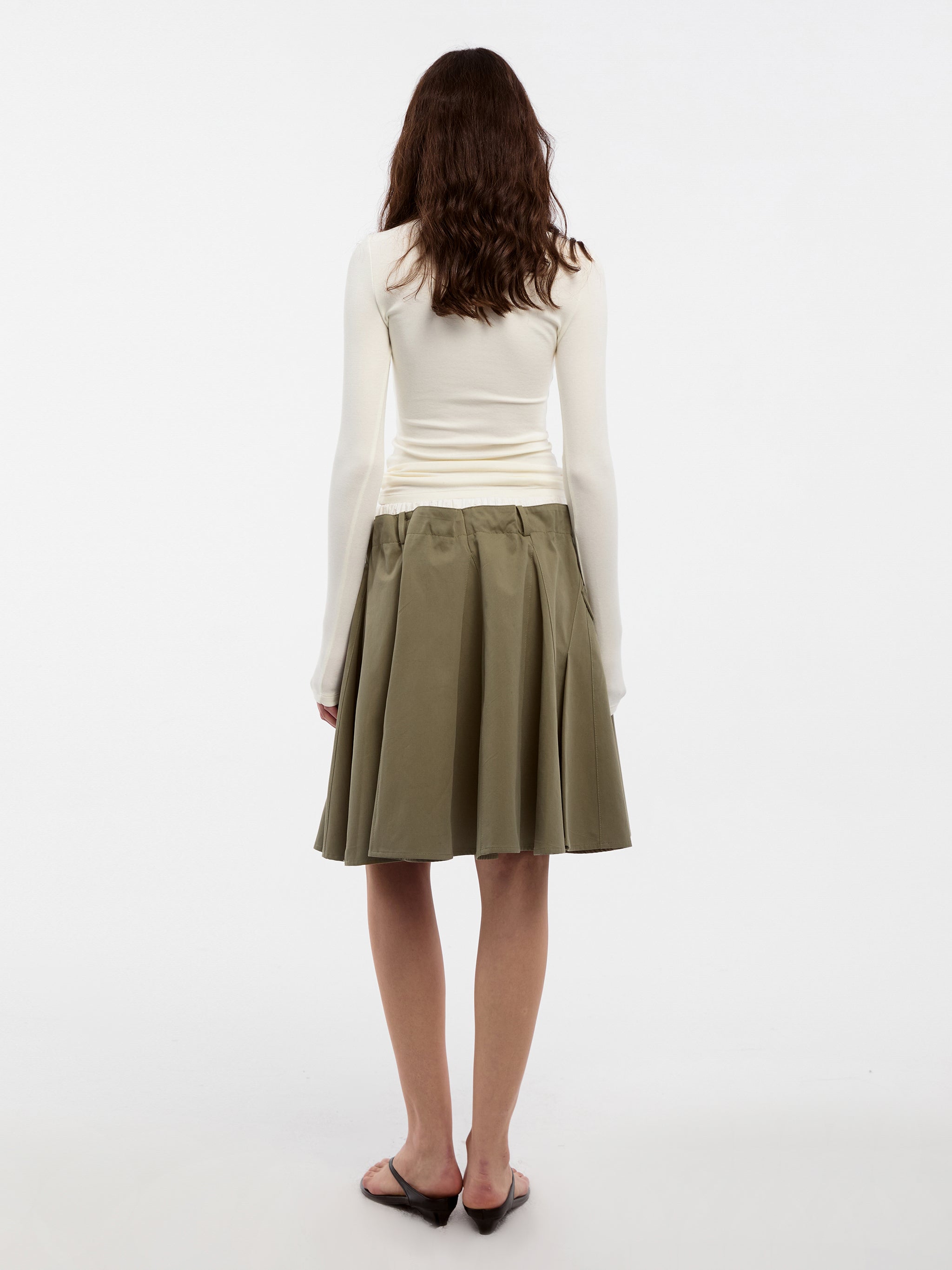 CUBIC Lace-Trimmed Drawstring Midi Skirt-12