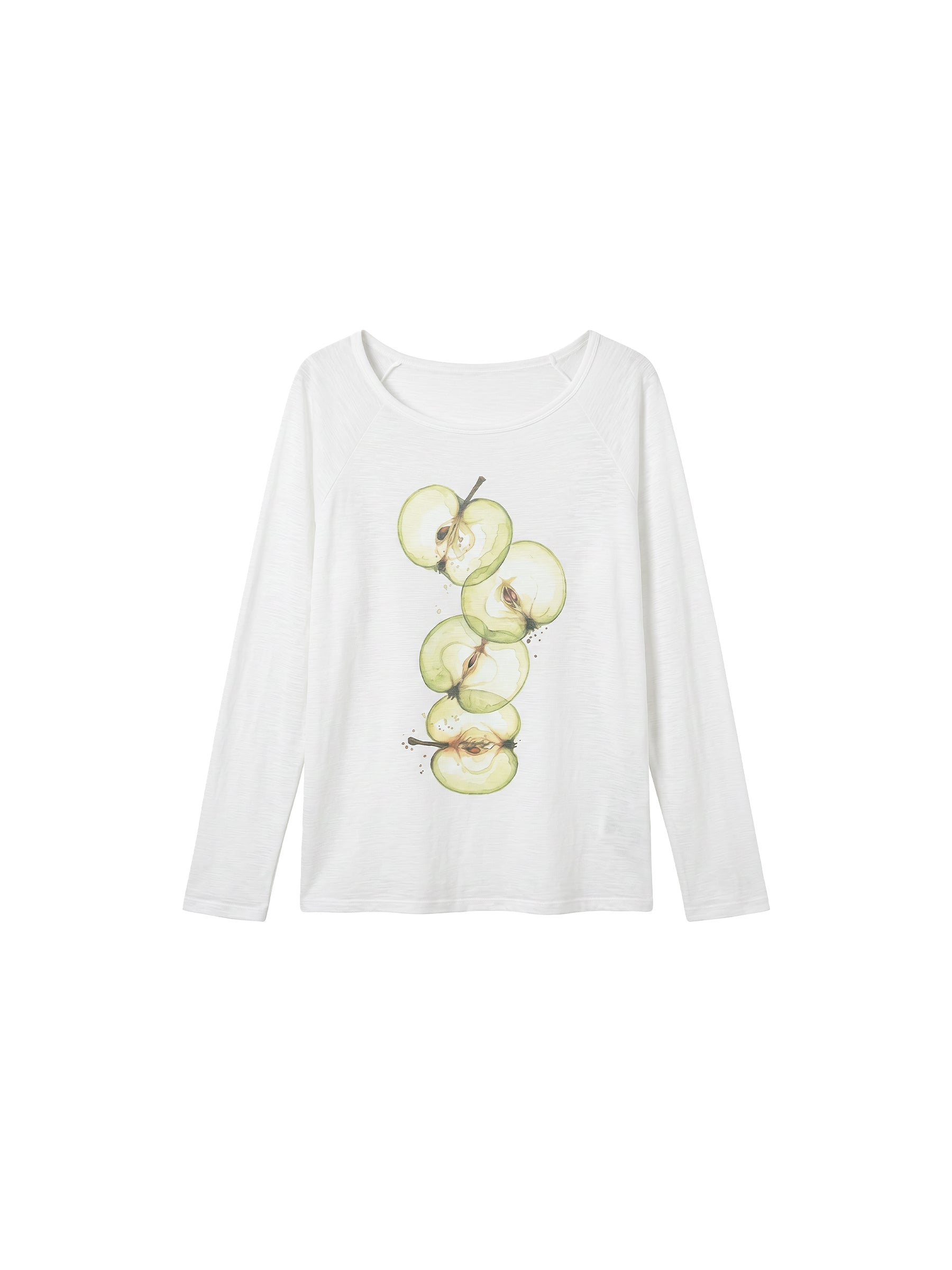 CUBIC Boat Neck Apple Print  Long-Sleeve Top-12