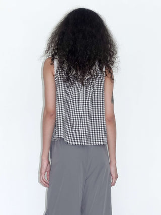 Lace Patchwork Checked Tank Top