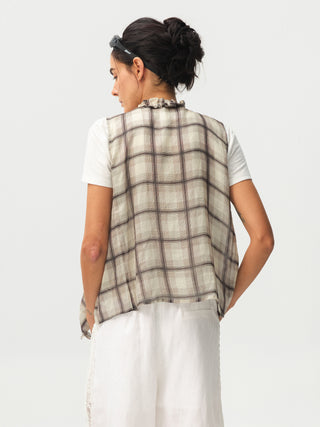 CUBIC Ramie Ruffle-Trim Tie Vest