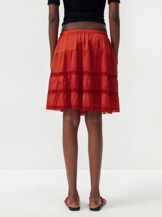 CUBIC Lace Tiered Satin Mini Skirt