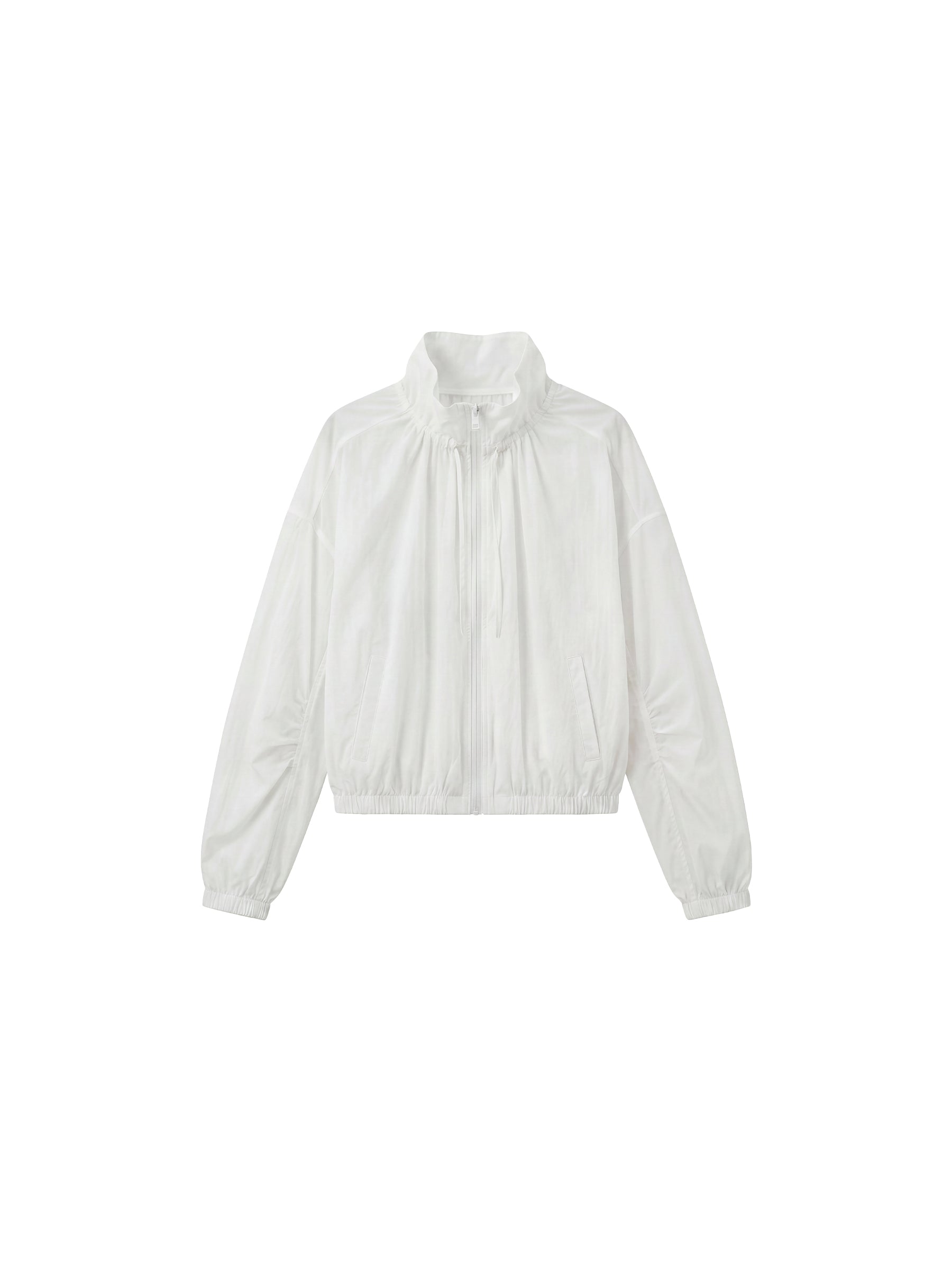 CUBIC Nylon Drawstring Collar Sheer Windbreaker Jacket-13