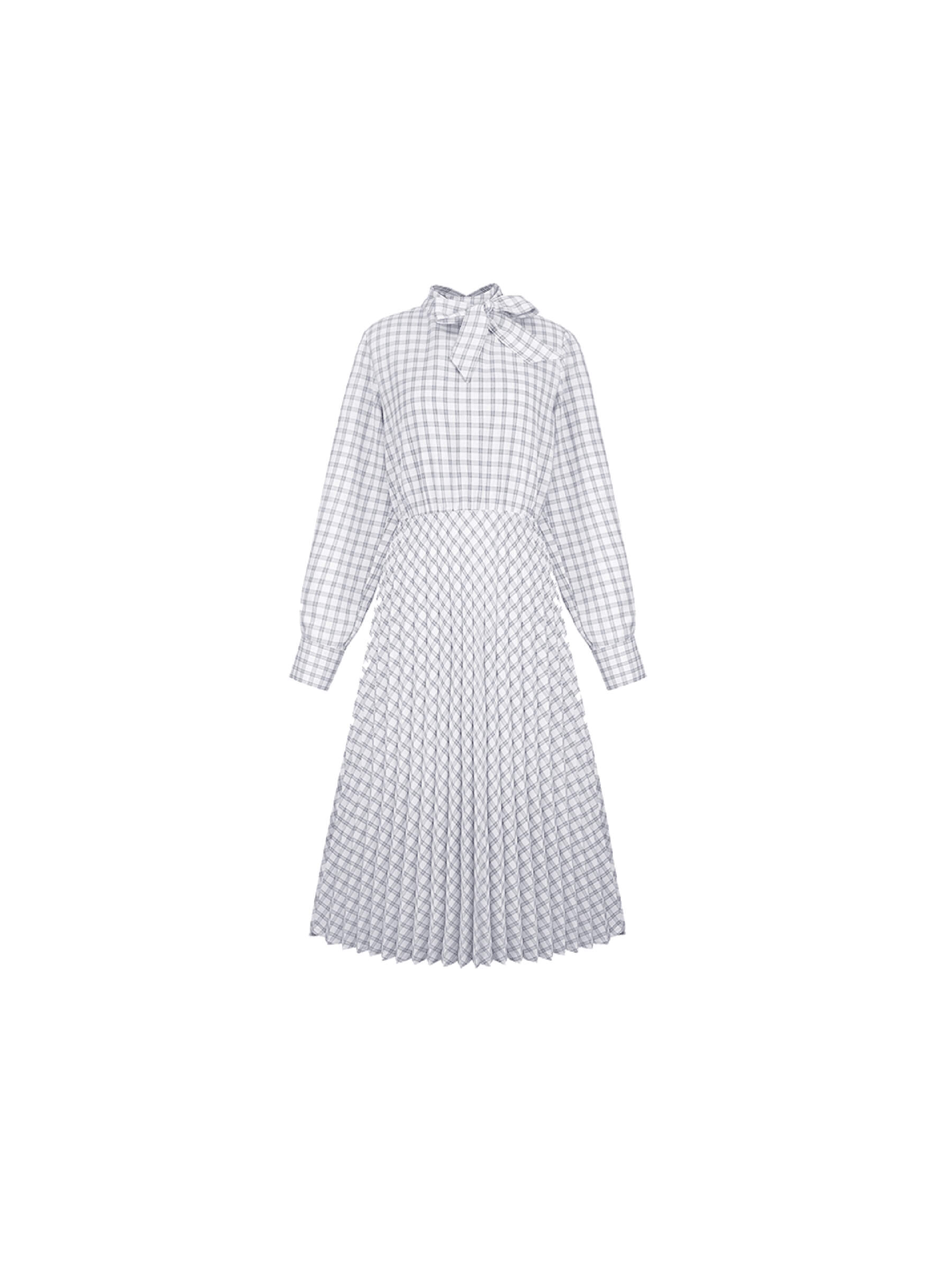 Tartan Neck Tie A-line Dress-15