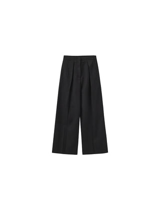 Draped Pleated Wide-Leg Pants