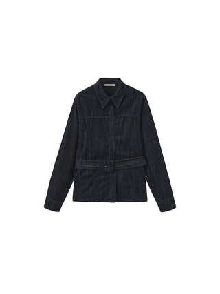 100% Cotton Vintage Denim Slim-Fit Waist-Defined Shirt