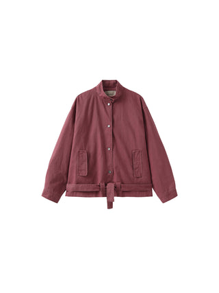Stand-Collar Washed Twill Utility Jacket