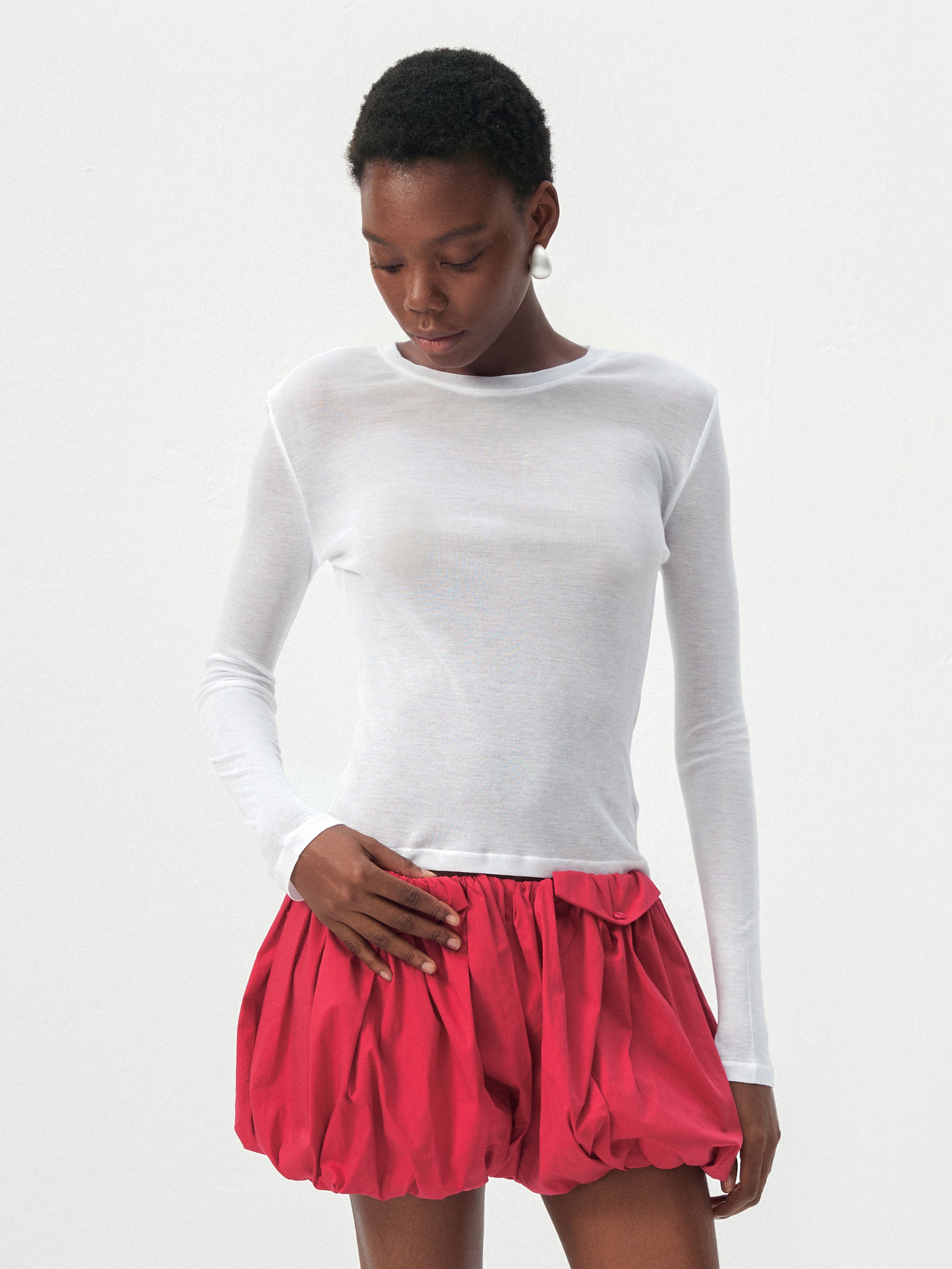 CUBIC Lyocell Sheer Long-Sleeve Top-15