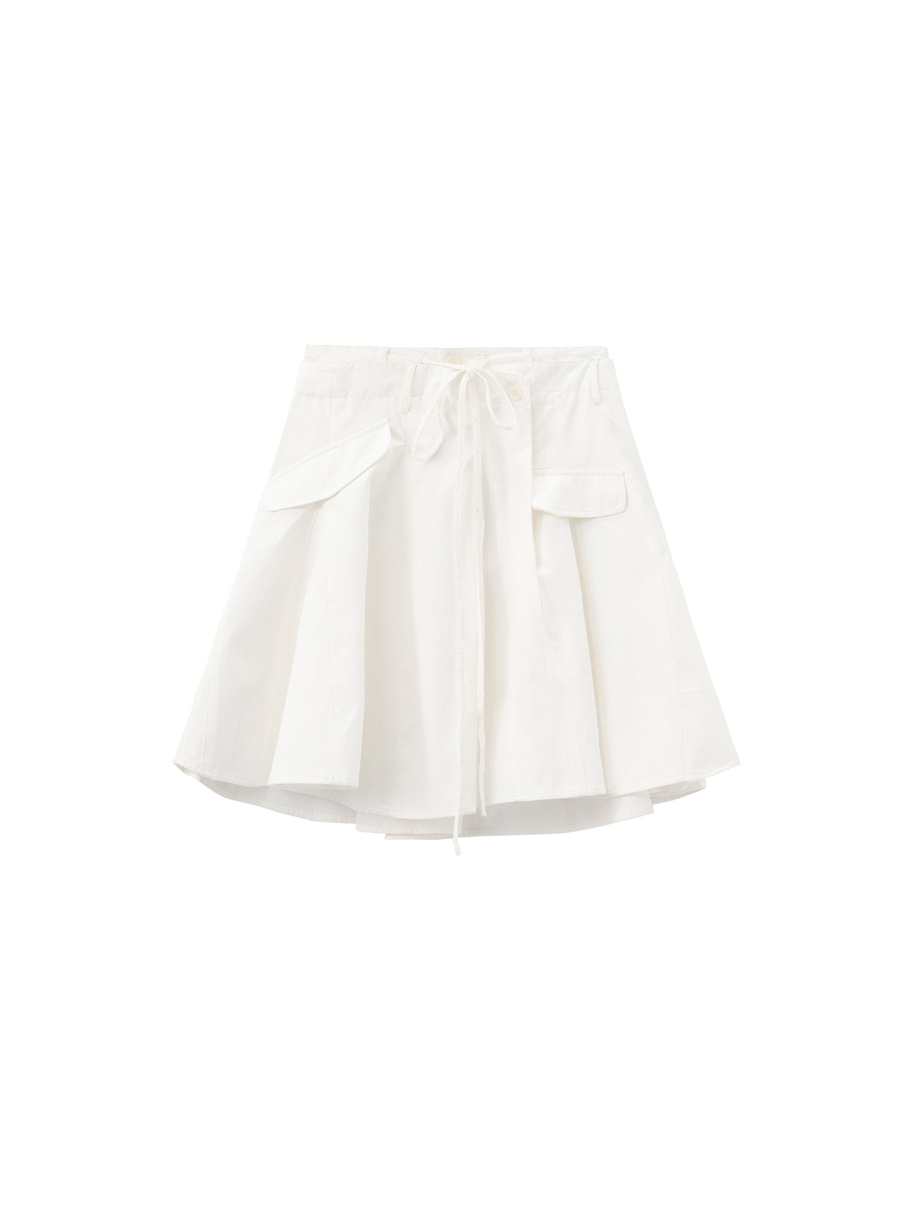 CUBIC Lace-Trimmed Drawstring Midi Skirt-13