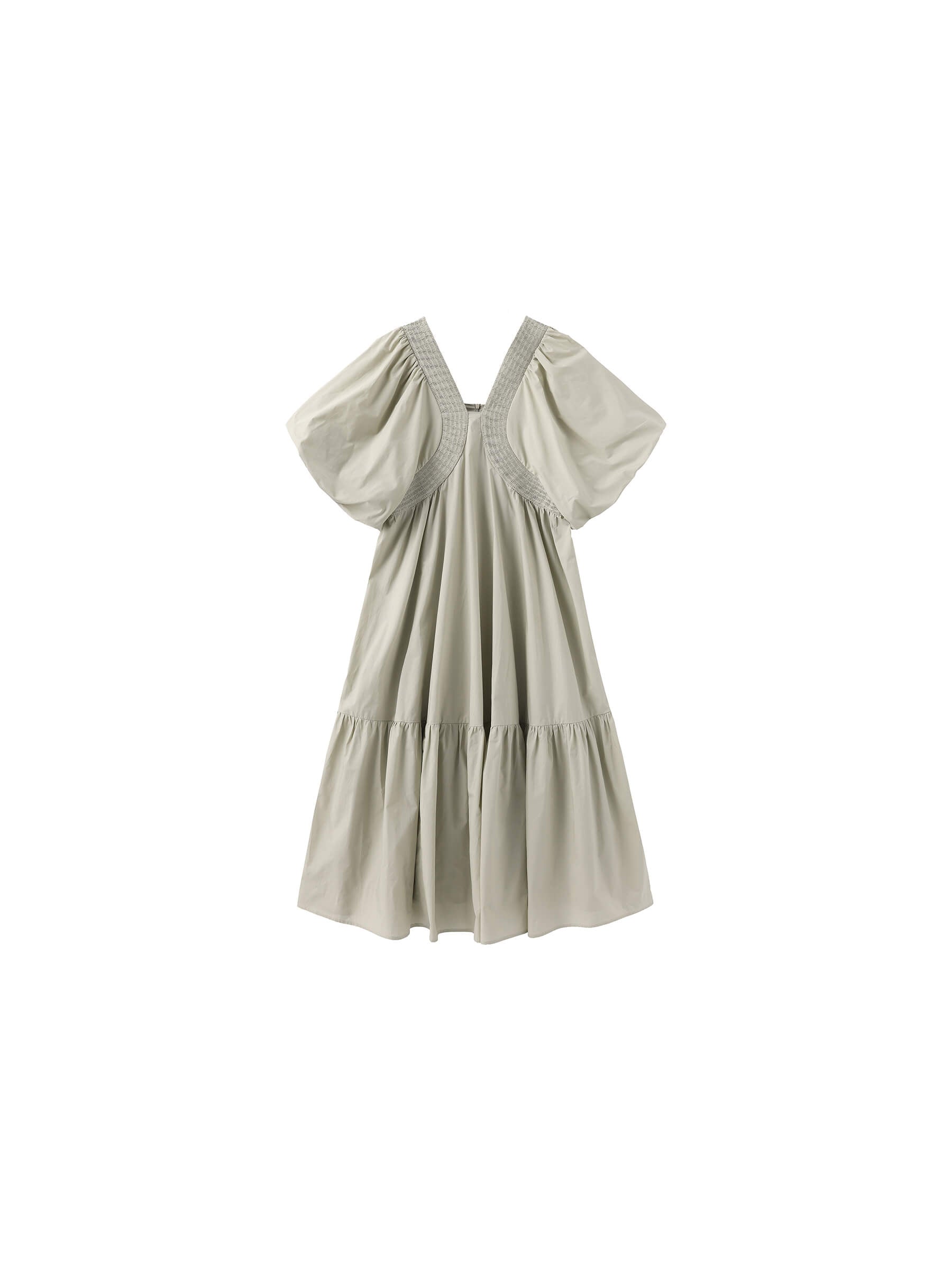 100% Cotton Puff Sleeve Loose-Fit Vacation Dress-15