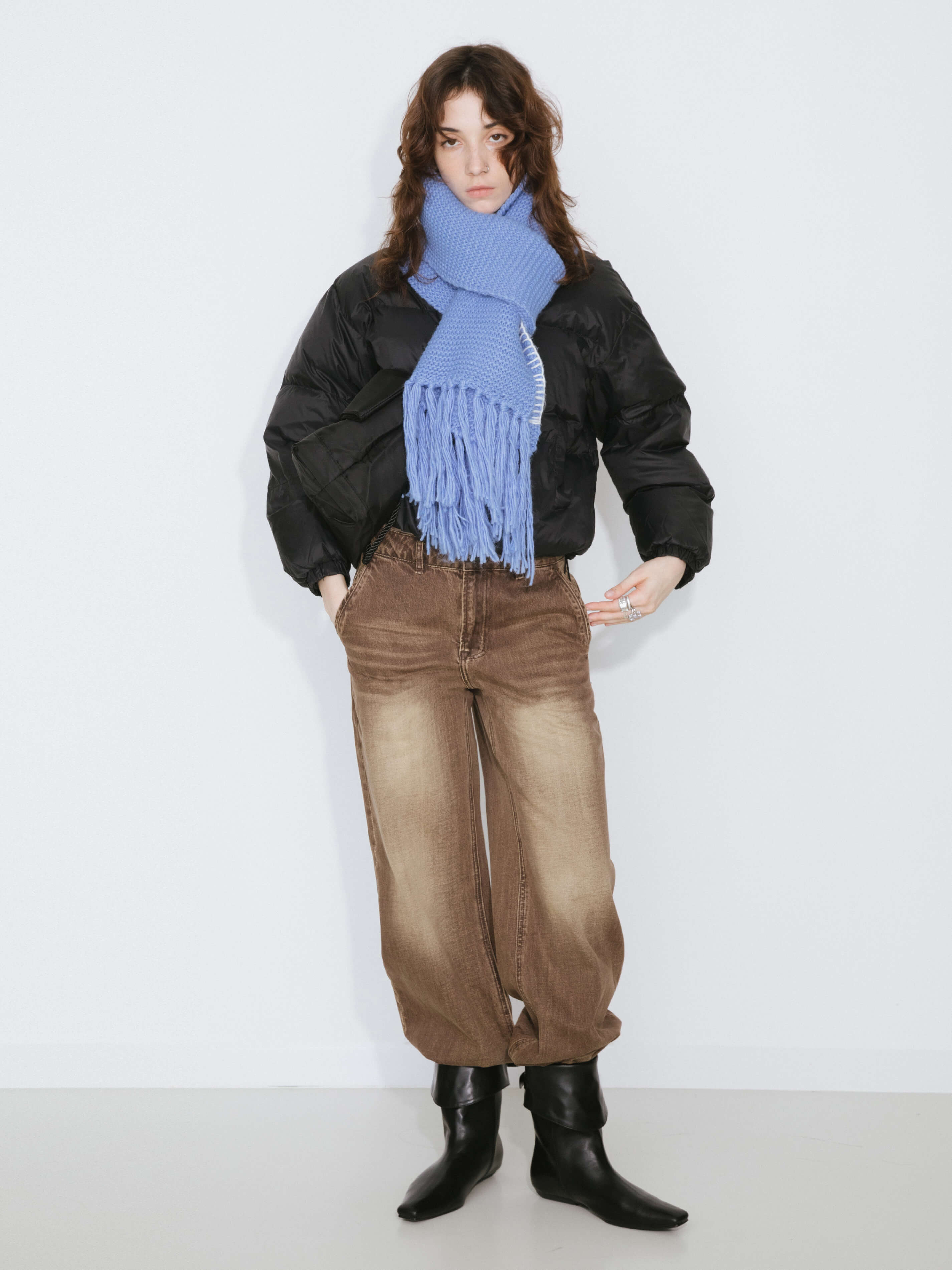Cropped High Neck Down Coat-15