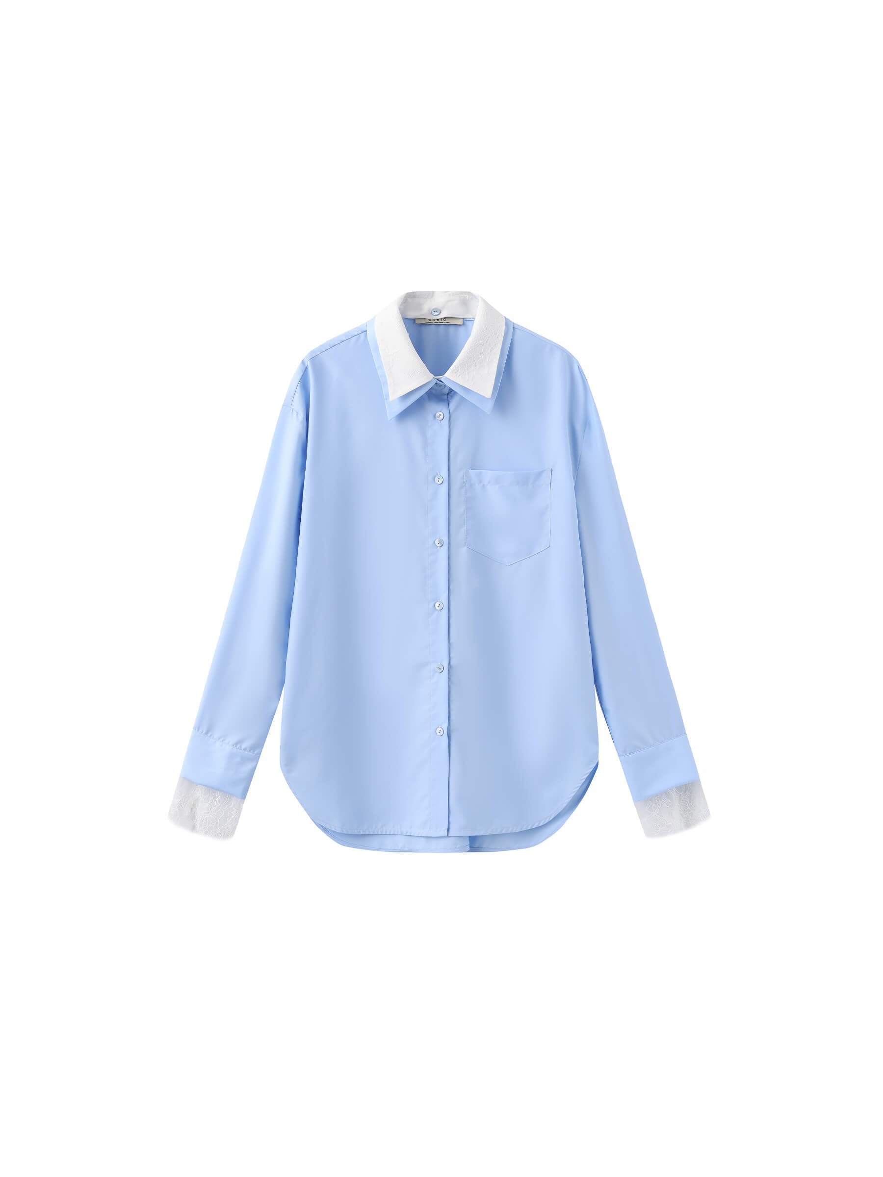 Double Wing Collar Shirt with Detachable Lace Collar-15