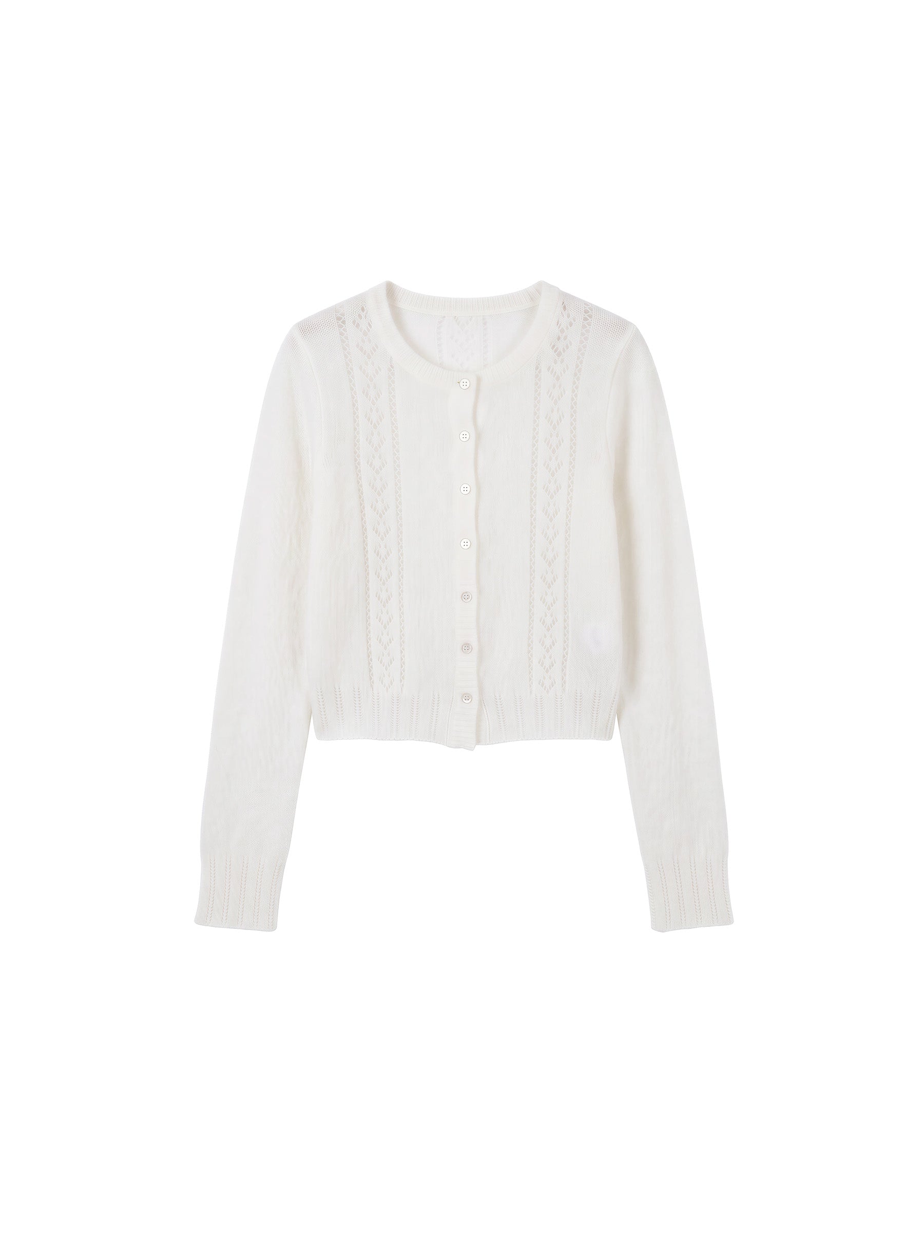 CUBIC Mohair Blend Pointelle Cardigan-13