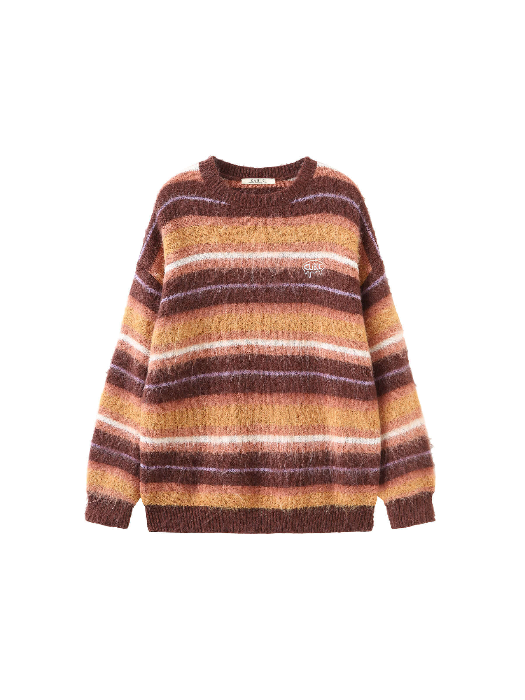 Fluffy Striped Oversized Knit Sweater-15