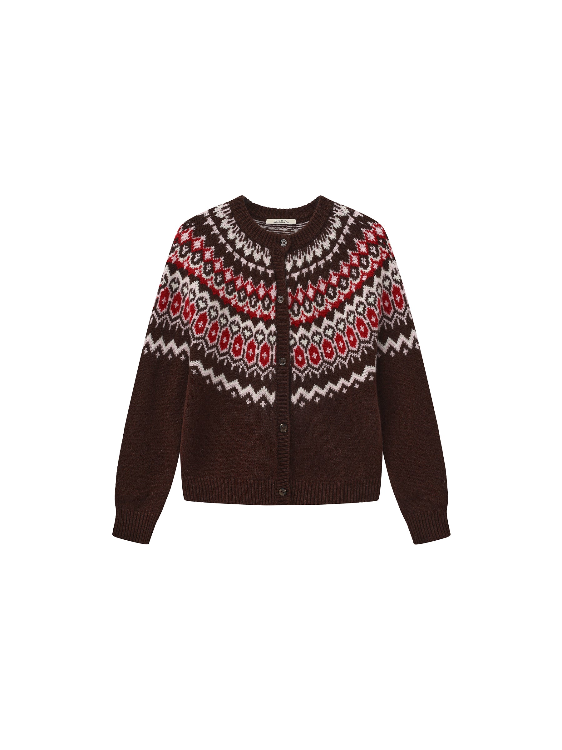 100% Wool Fair Isle Wool Knit Cardigan-17