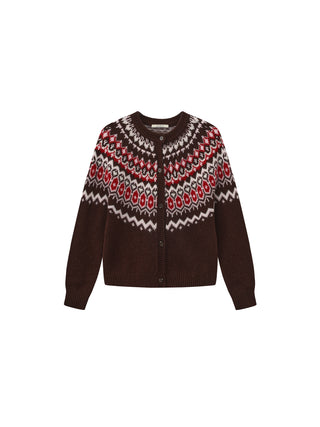 100% Wool Fair Isle Wool Knit Cardigan