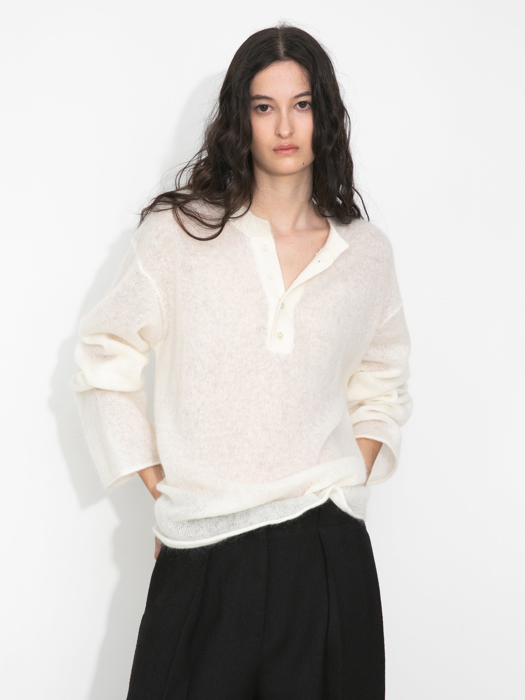 Henley Neck Loose-Fit Long-Sleeve Cover-Up-12