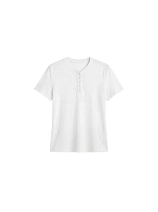 CUBIC Lyocell-Linen Blend Henley Neck Top